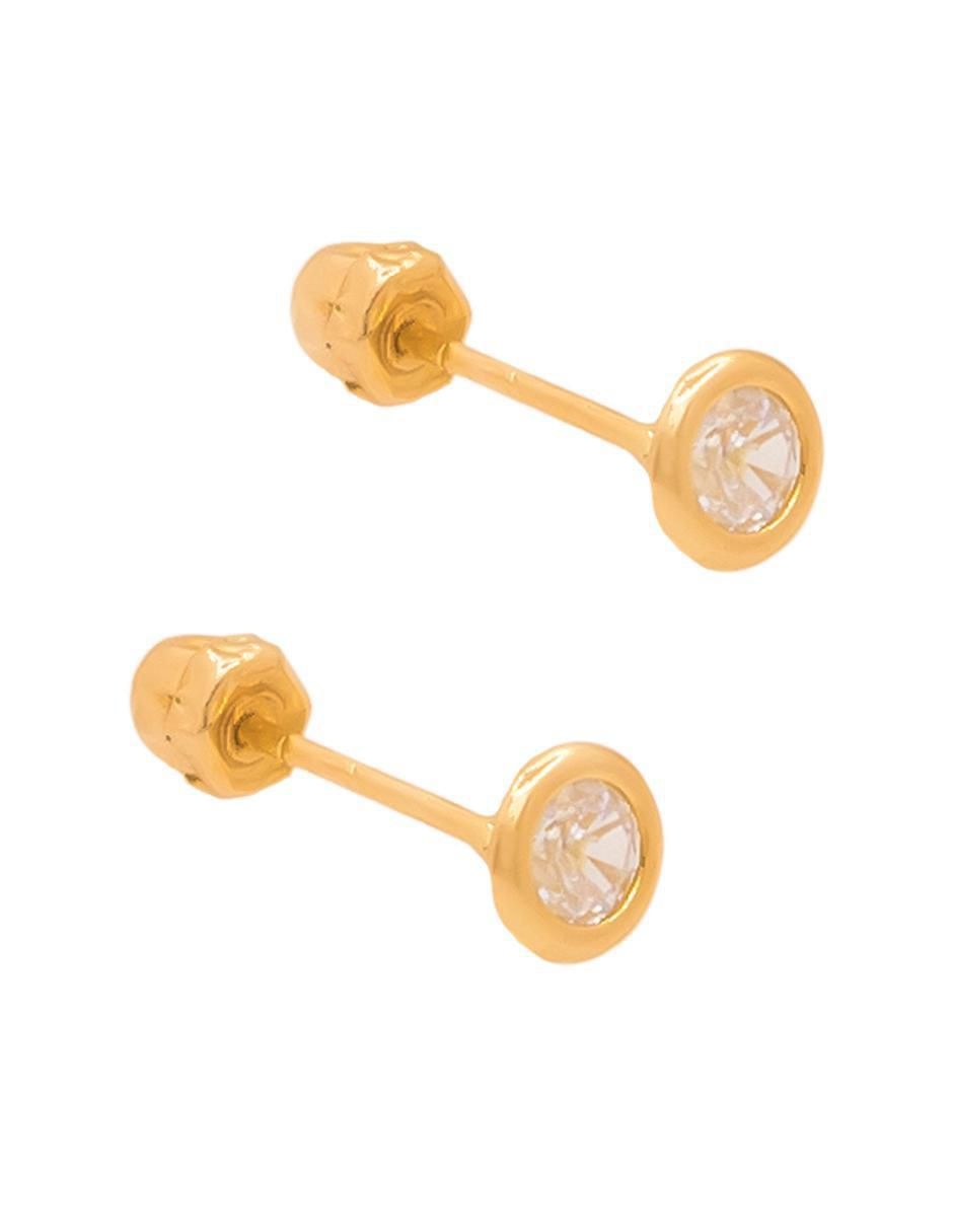 Broqueles redondos de oro amarillo con acabado pavé zirconia 2