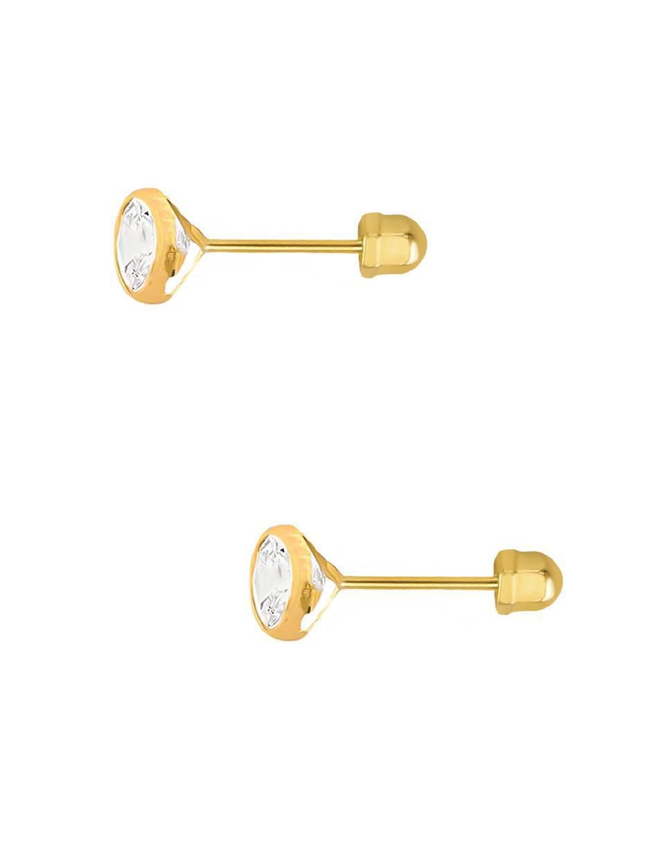 Broqueles redondos de oro amarillo con acabado pavé zirconia 3