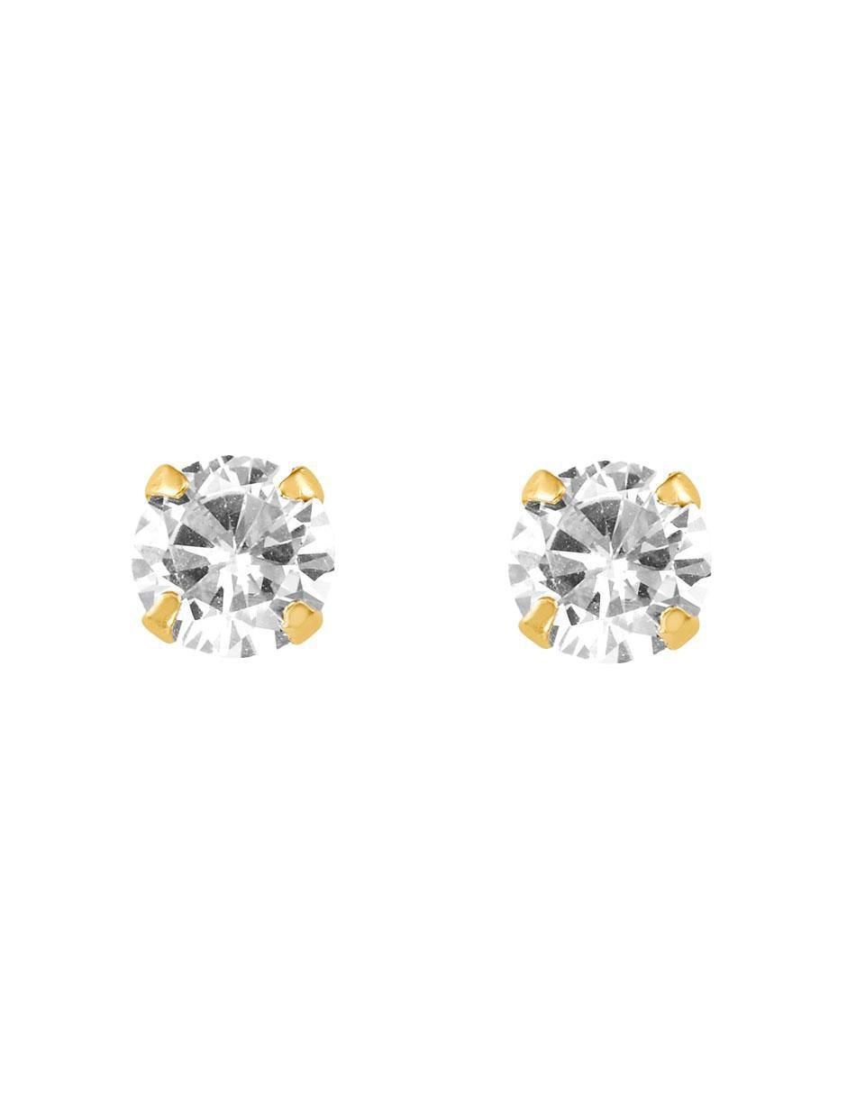 Broqueles circulares de oro con acabado brillante zirconia Broqueles circulares de oro con acabado brillante zirconia