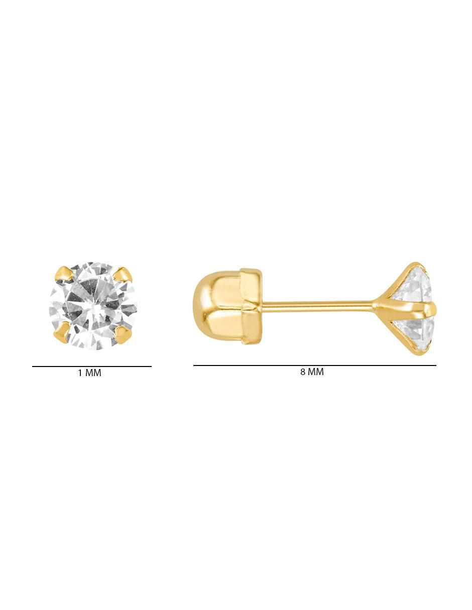 Broqueles circulares de oro con acabado brillante zirconia 3