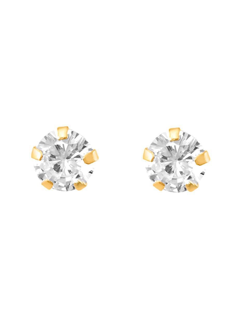 Broqueles circulares de oro con acabado brillante zirconia Broqueles circulares de oro con acabado brillante zirconia