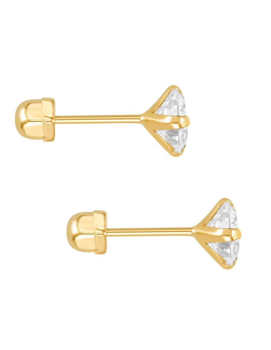 Broqueles circulares de oro con acabado brillante zirconia 2