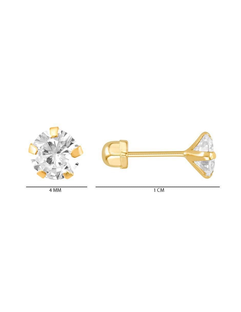 Broqueles circulares de oro con acabado brillante zirconia 3