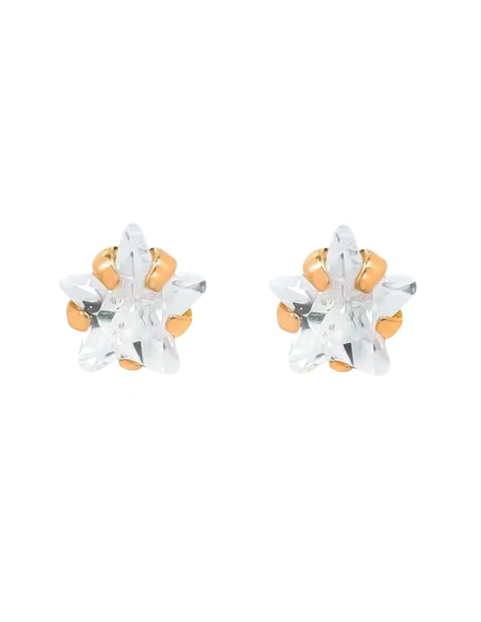 Broqueles de estrella de oro amarillo con acabado brillante zirconia Broqueles de estrella de oro amarillo con acabado brillante zirconia