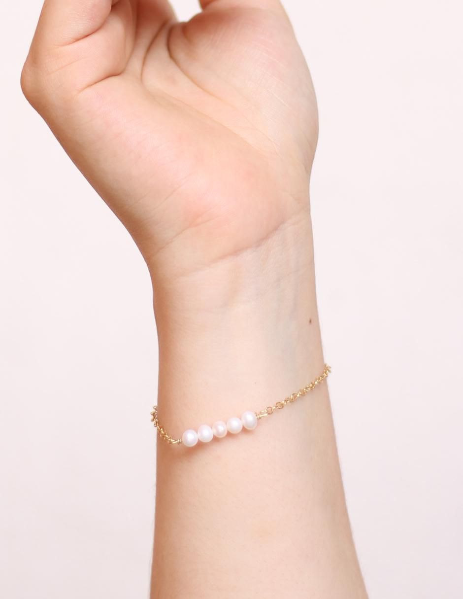 Pulsera de plata P 925 Perlas con acabado baño de oro 3