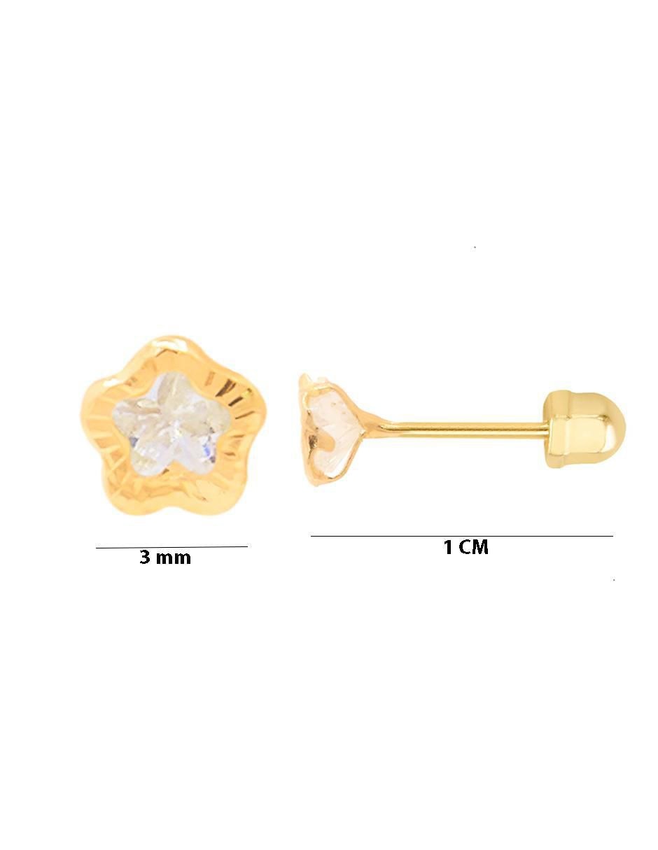 Broqueles de estrella de oro amarillo con acabado brillante zirconia
