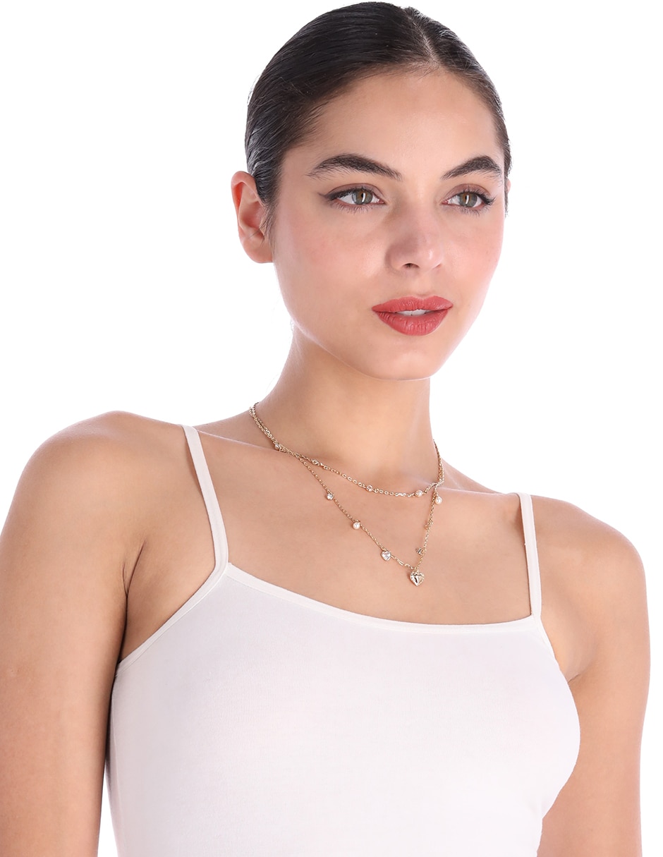 Collar de varios hilos de corazón Horse & Carriage With Pearls 3