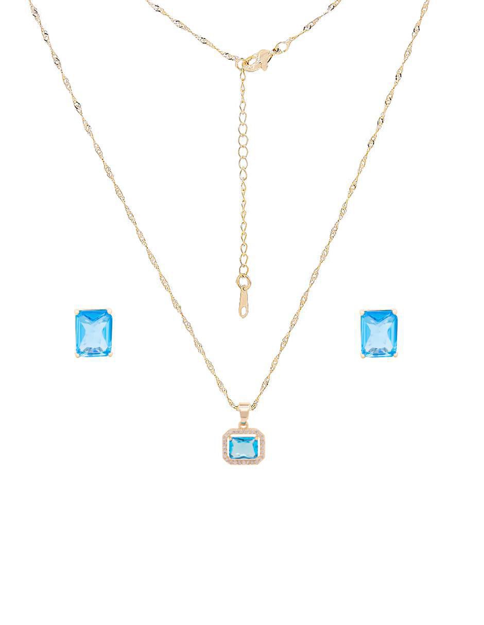 Aretes y collar cuadrado zirconia