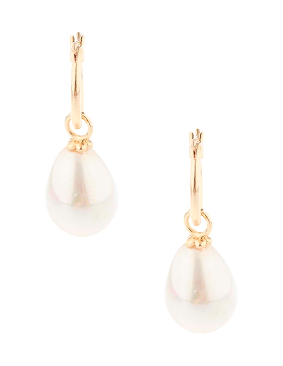 Arracadas de gota Pera con acabado brillante perla Arracadas de gota Pera con acabado brillante perla