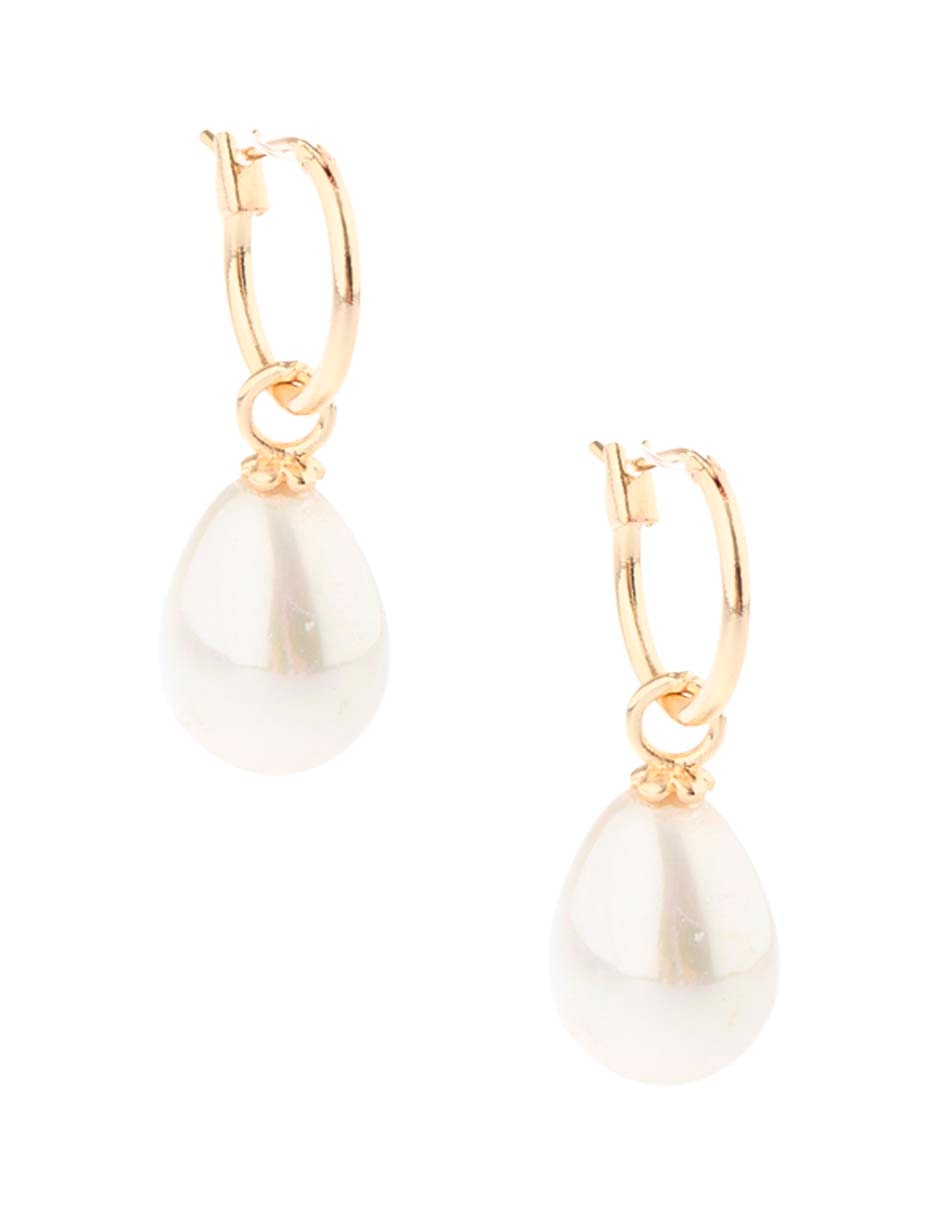 Arracadas de gota Pera con acabado brillante perla 2
