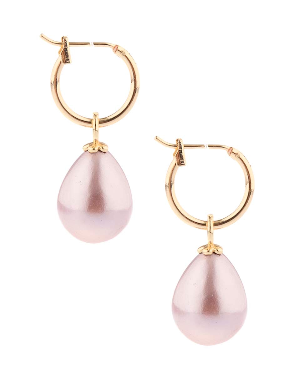 Arracadas de gota Pera con acabado brillante perla 3