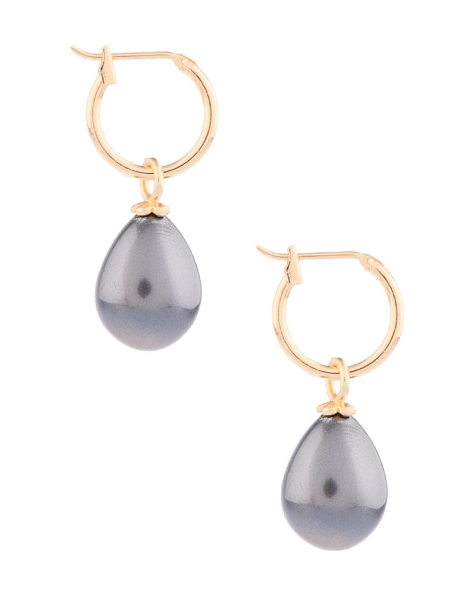 Aretes de gota con acabado brillante perla 3
