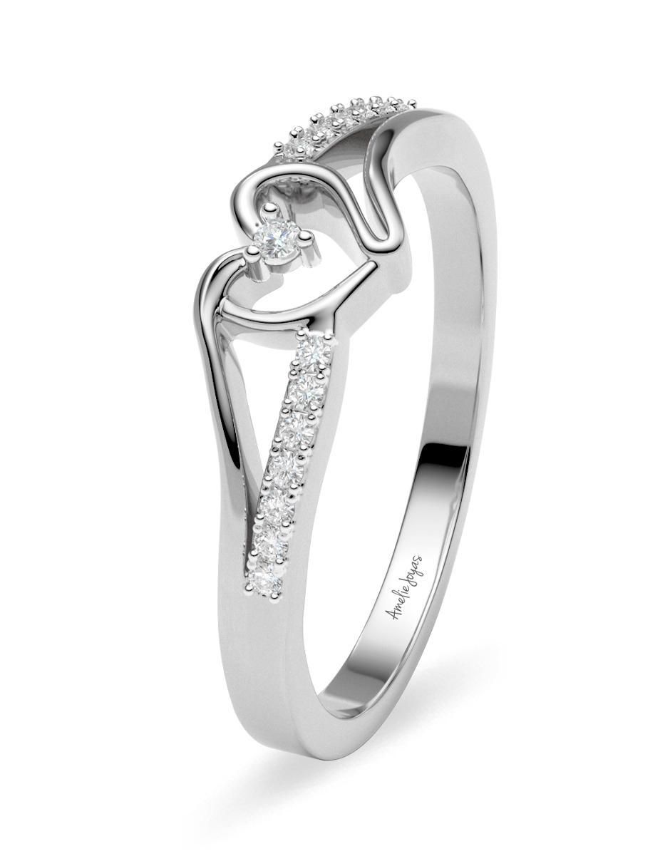 Anillo de corazón 14 k de oro diamante brillante 2