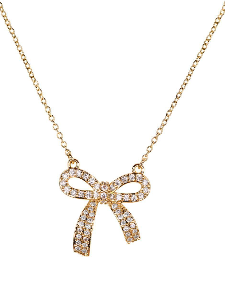 Collar con dije de moño Moñito Linda de baño de oro 14 K