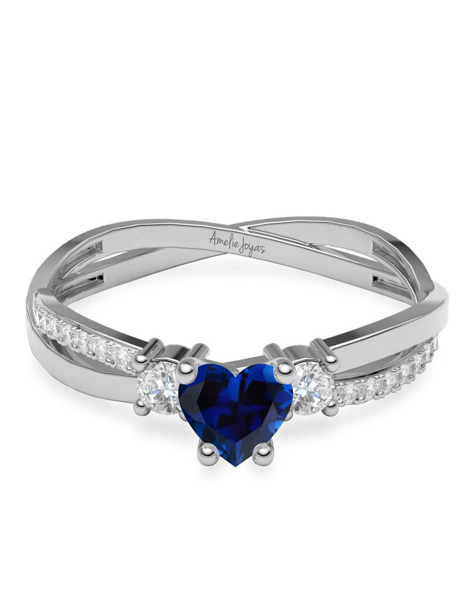 Anillo de corazón 14 k de oro zirconia brillante