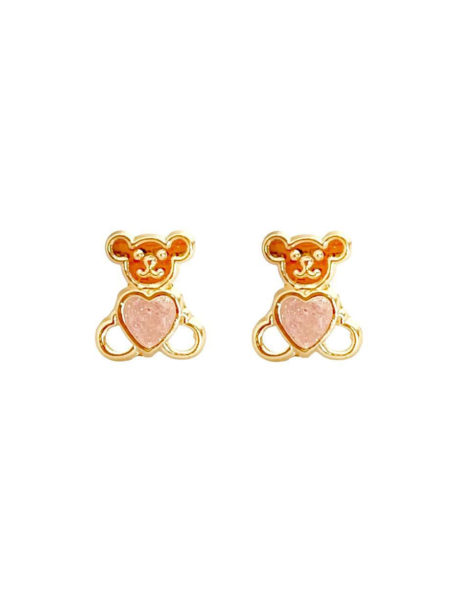 Broqueles de oso de oro con acabado brillante zirconia