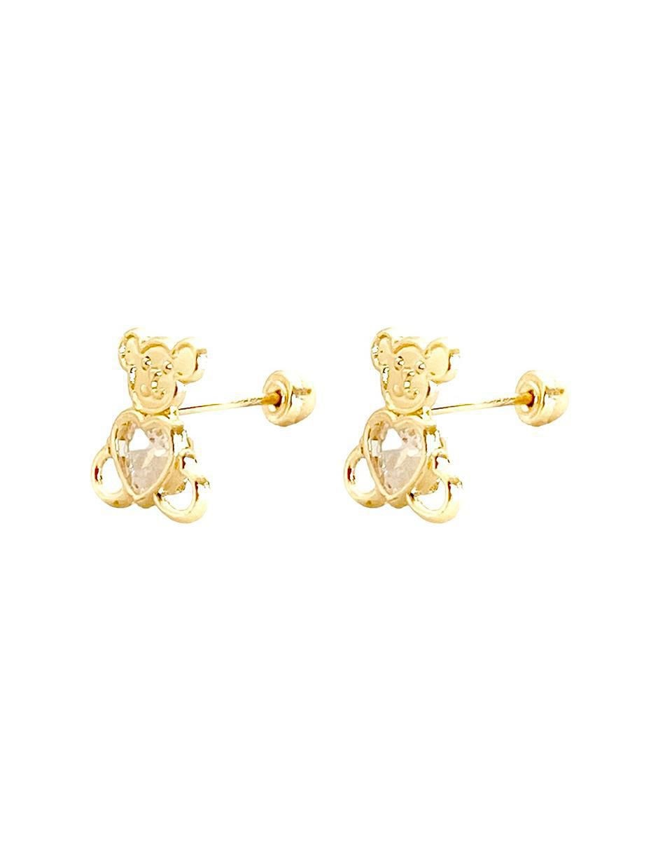 Broqueles de oso de oro con acabado brillante zirconia 2
