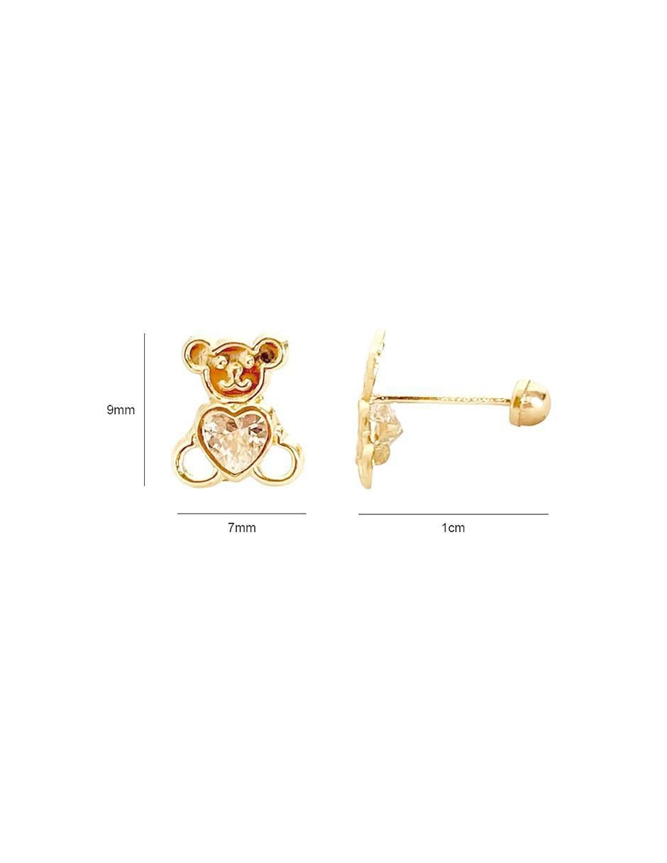 Broqueles de oso de oro con acabado brillante zirconia 5