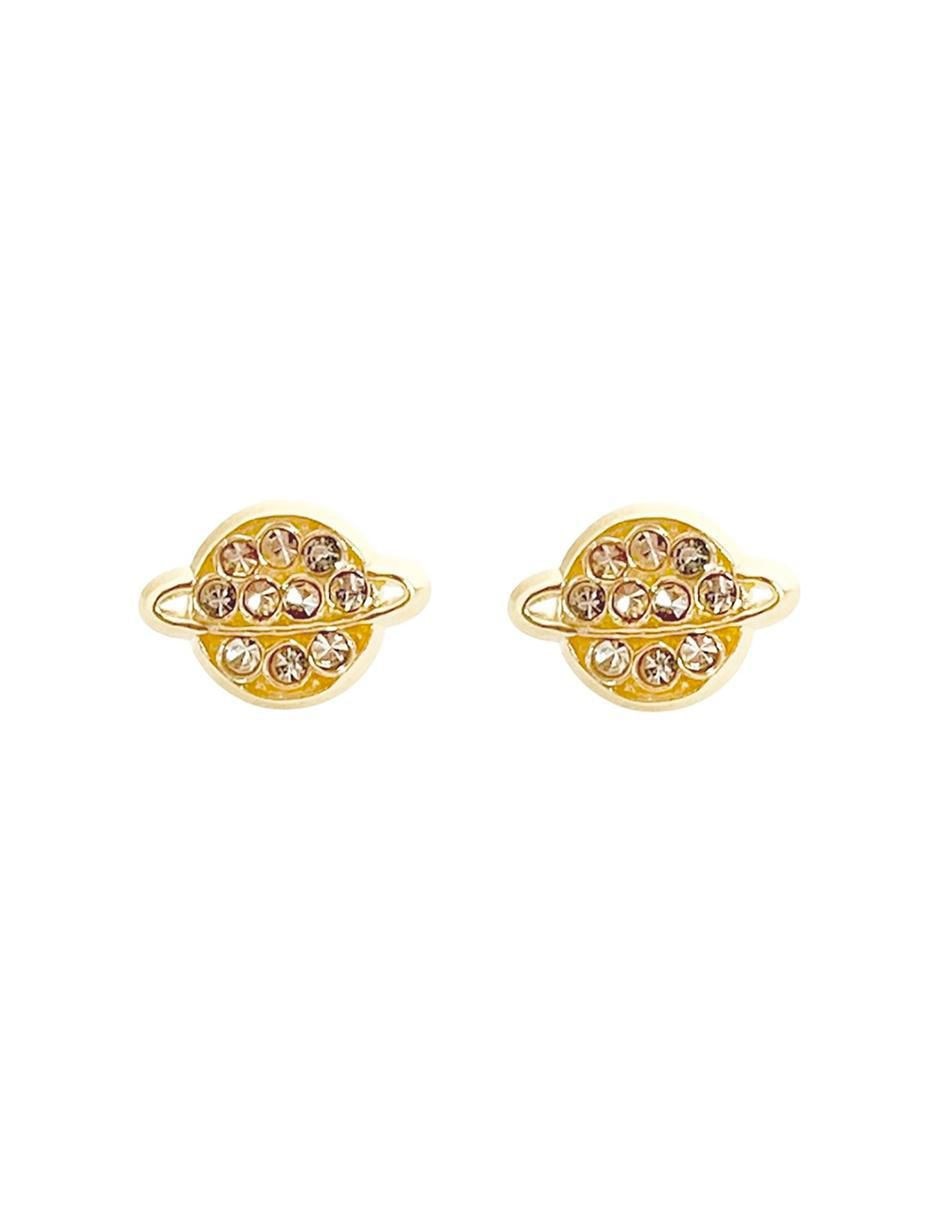 Broqueles de planeta de oro con acabado brillante zirconia Broqueles de planeta de oro con acabado brillante zirconia