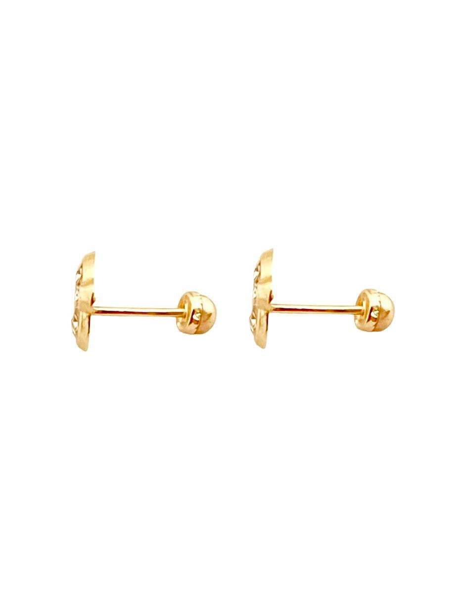 Broqueles de planeta de oro con acabado brillante zirconia 3