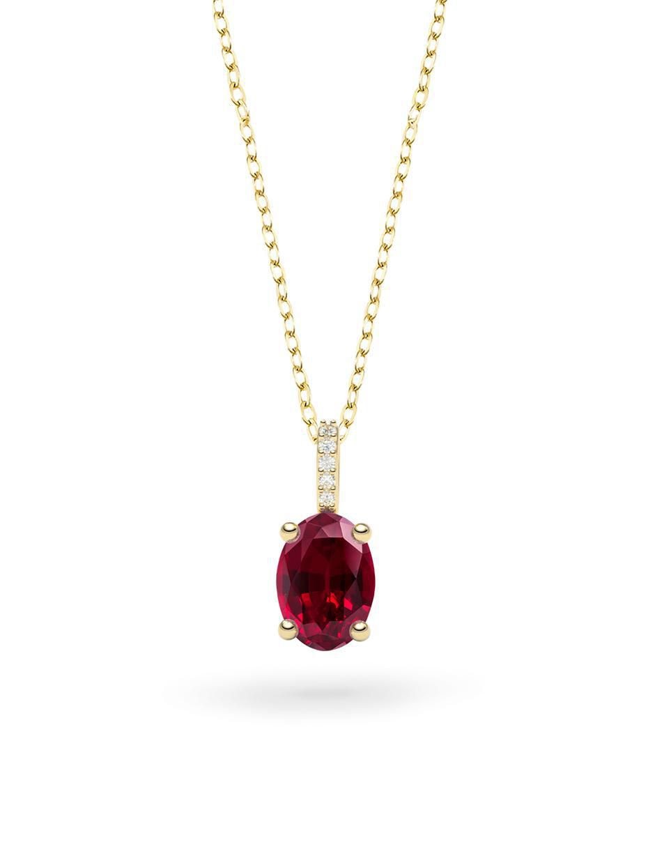 Collar con dije ovalado de oro 14 K