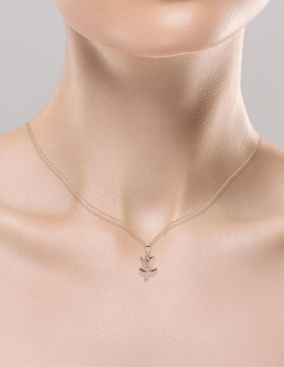 Collar con dije de flor de oro 10 K 3
