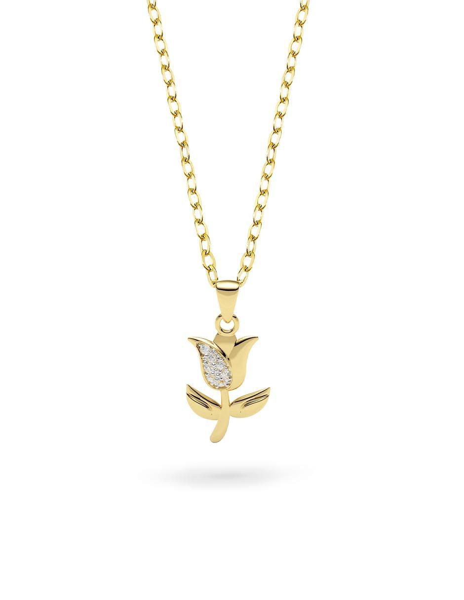 Collar con dije de flor de oro 10 K