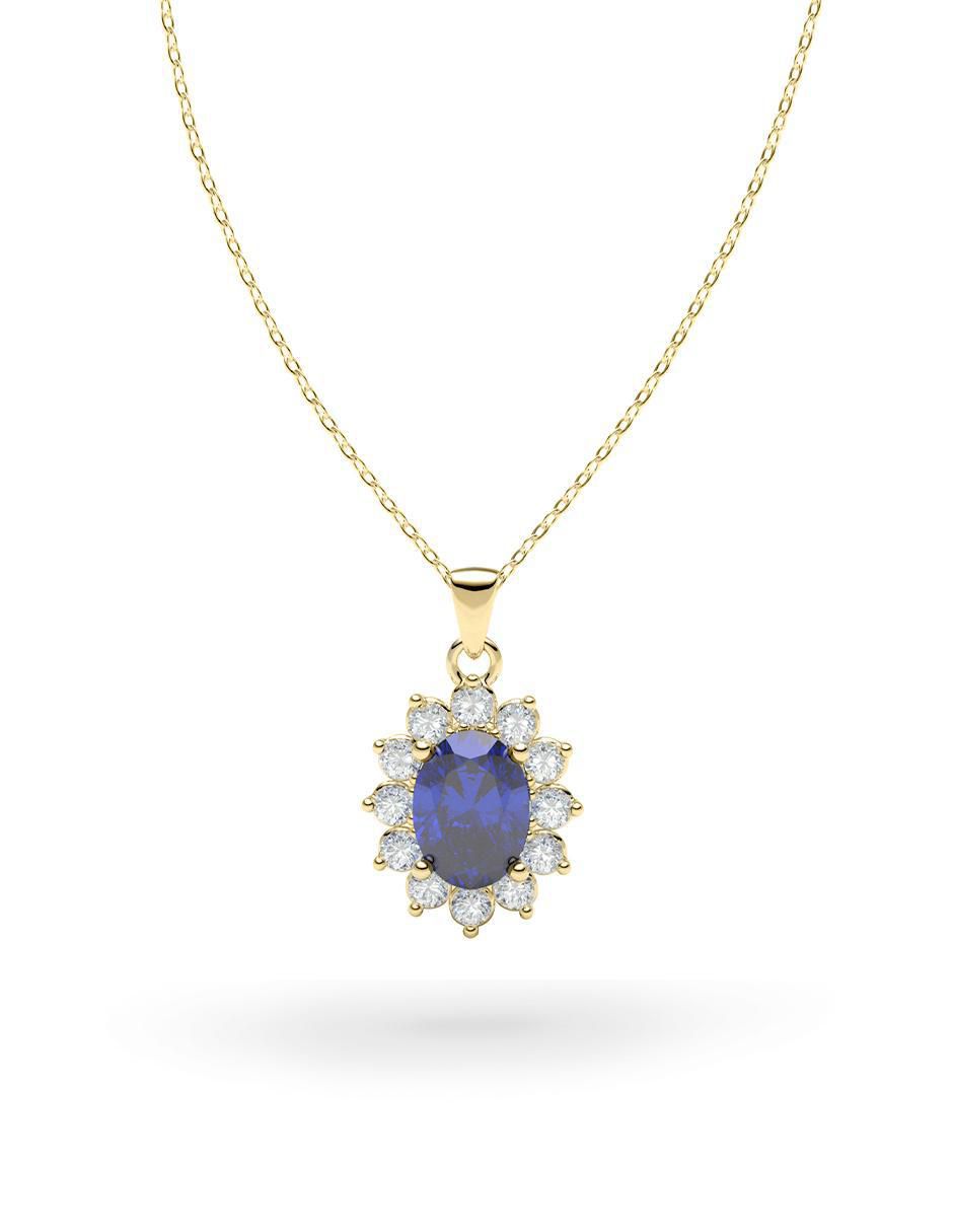 Collar con dije ovalado de oro 14 K
