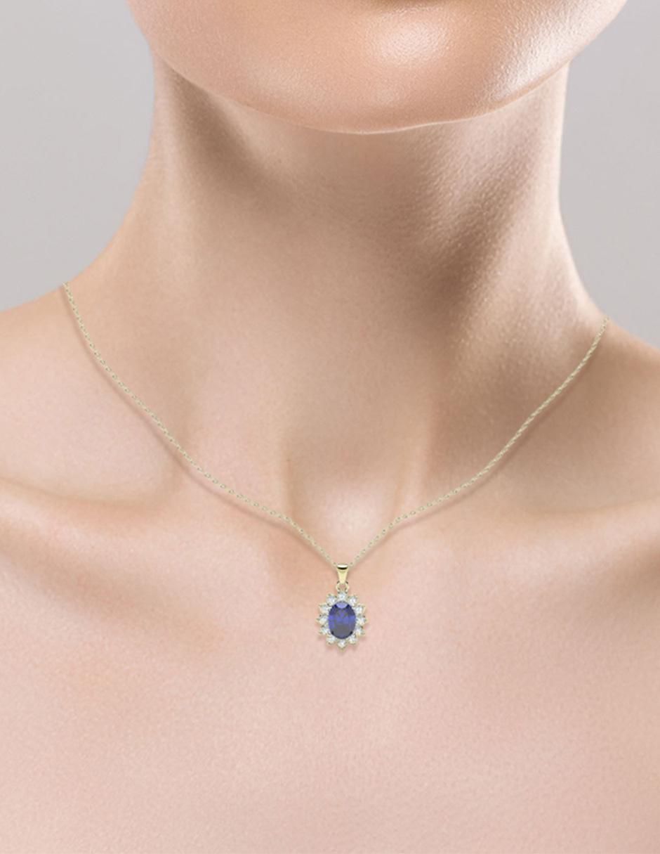 Collar con dije "de (si aplica)" ovalado amelie joyas sin colección "de" oro 14 k