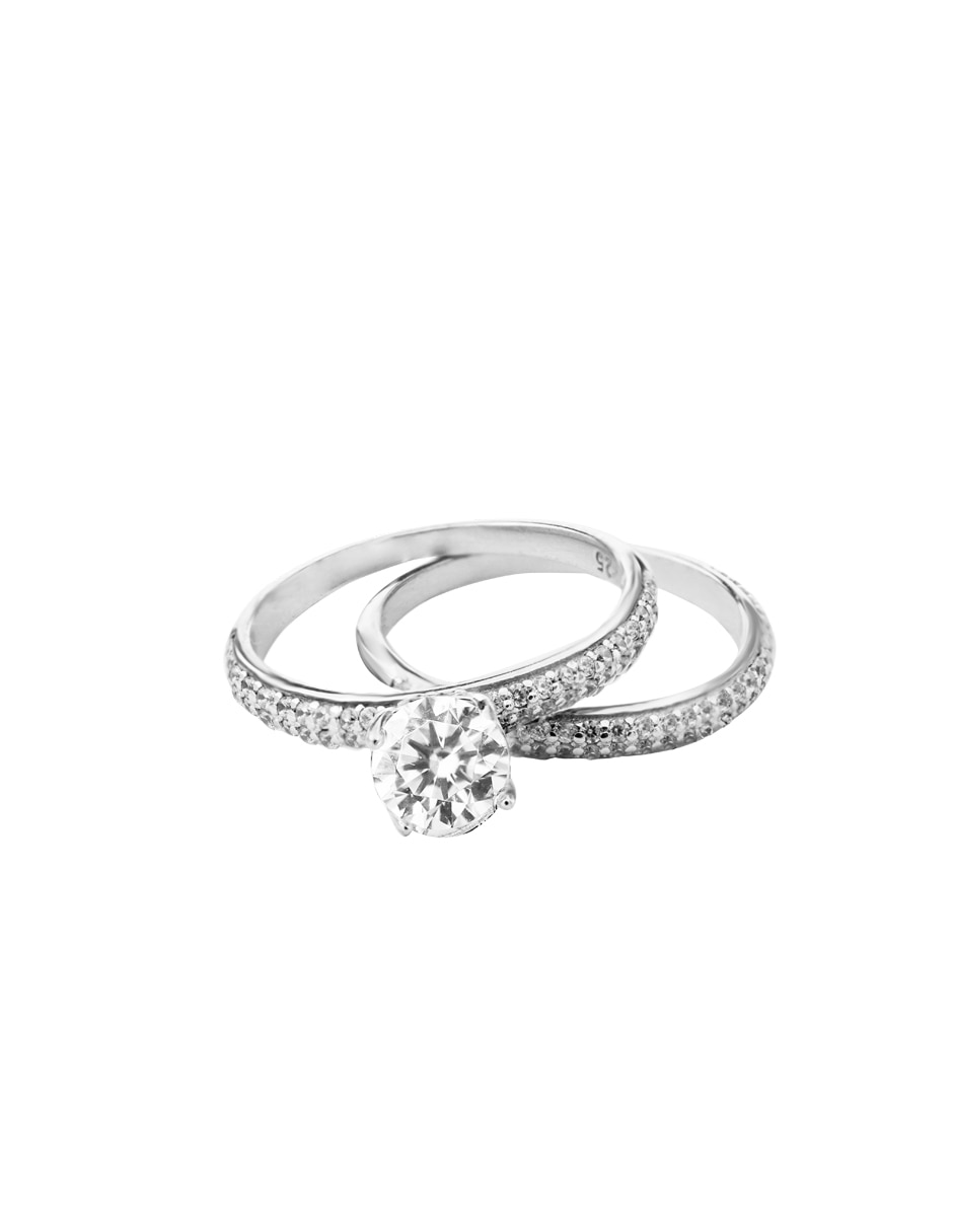 Set anillo P 925 de plata zirconia brillante
