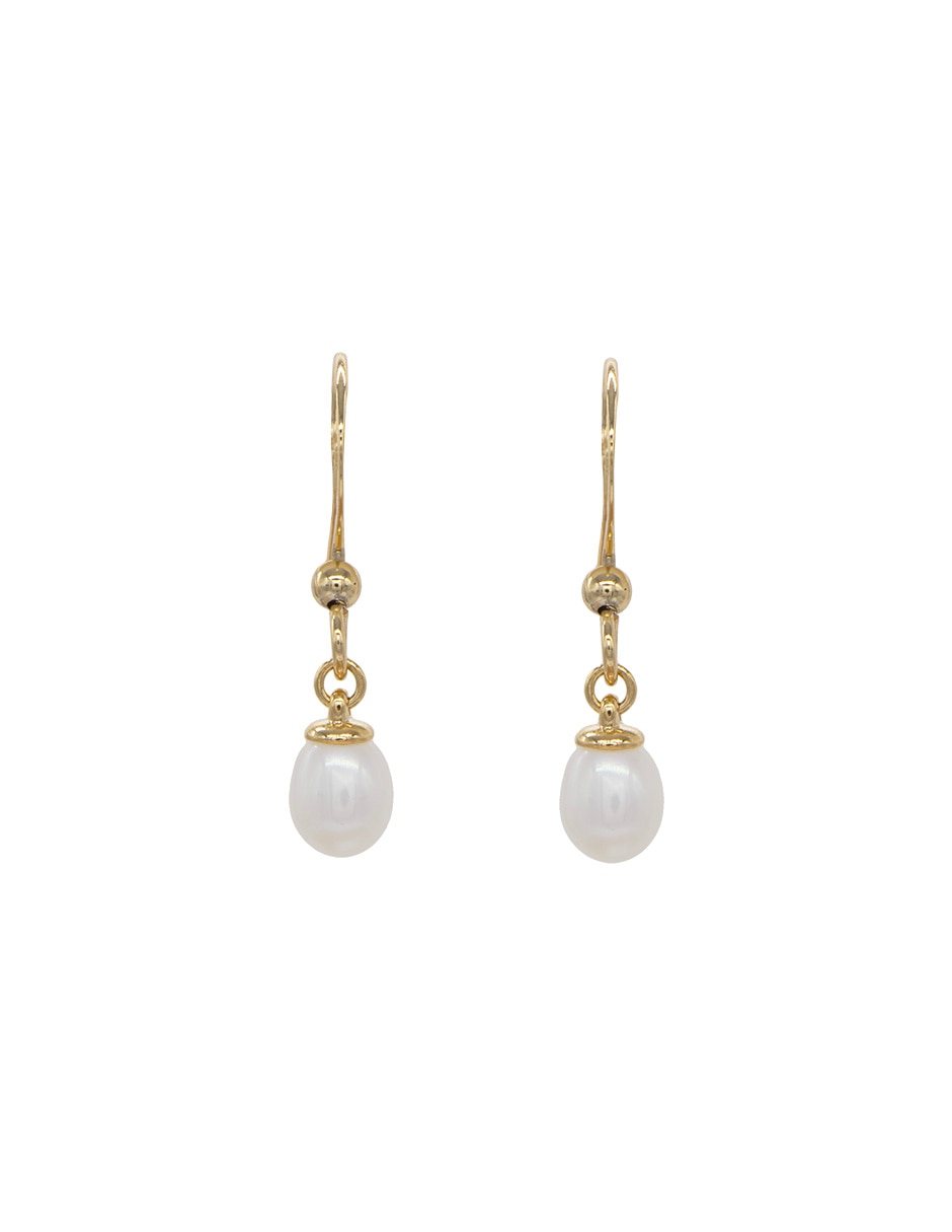 Aretes de gota con acabado brillante perla