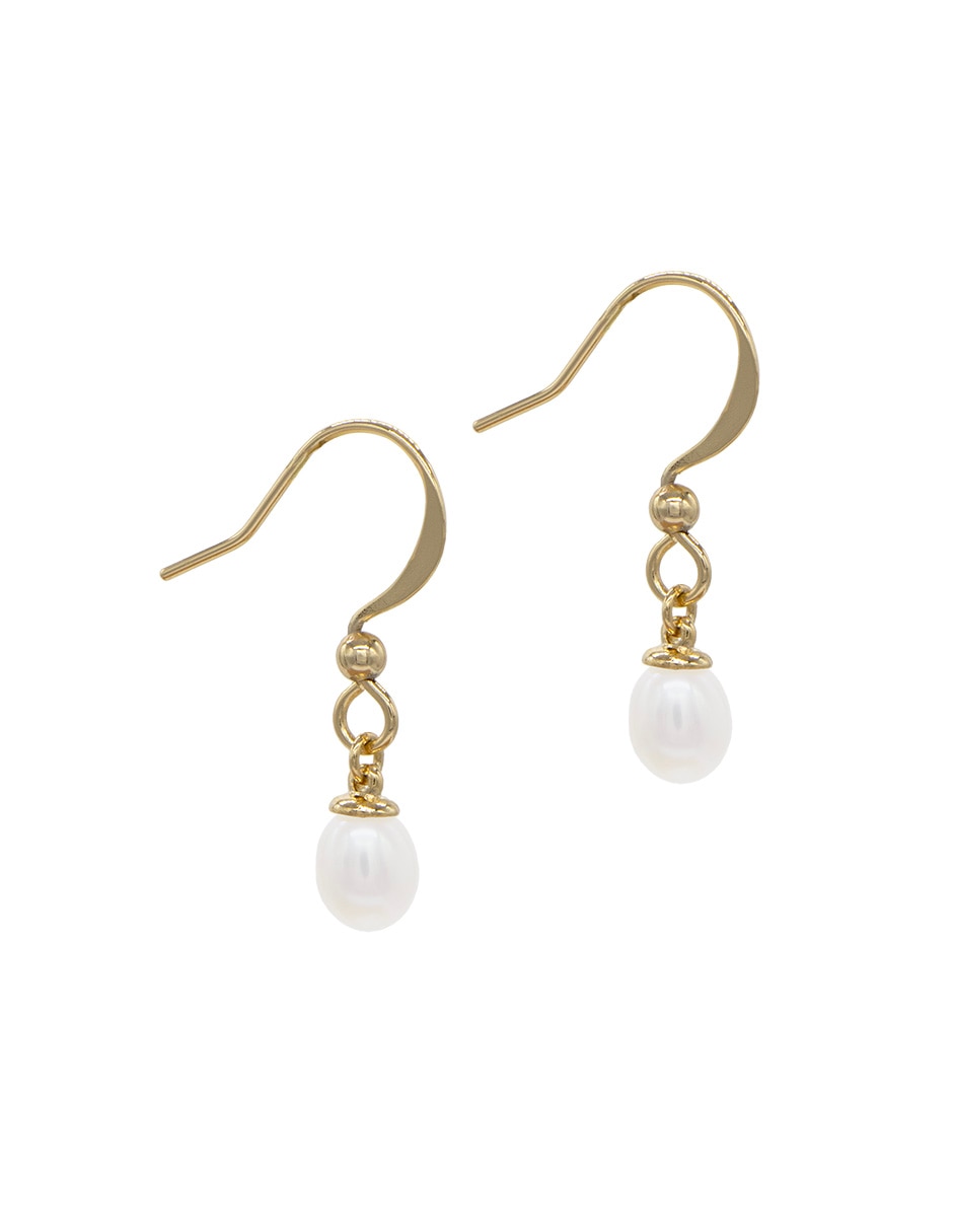 Aretes de gota con acabado brillante perla 2