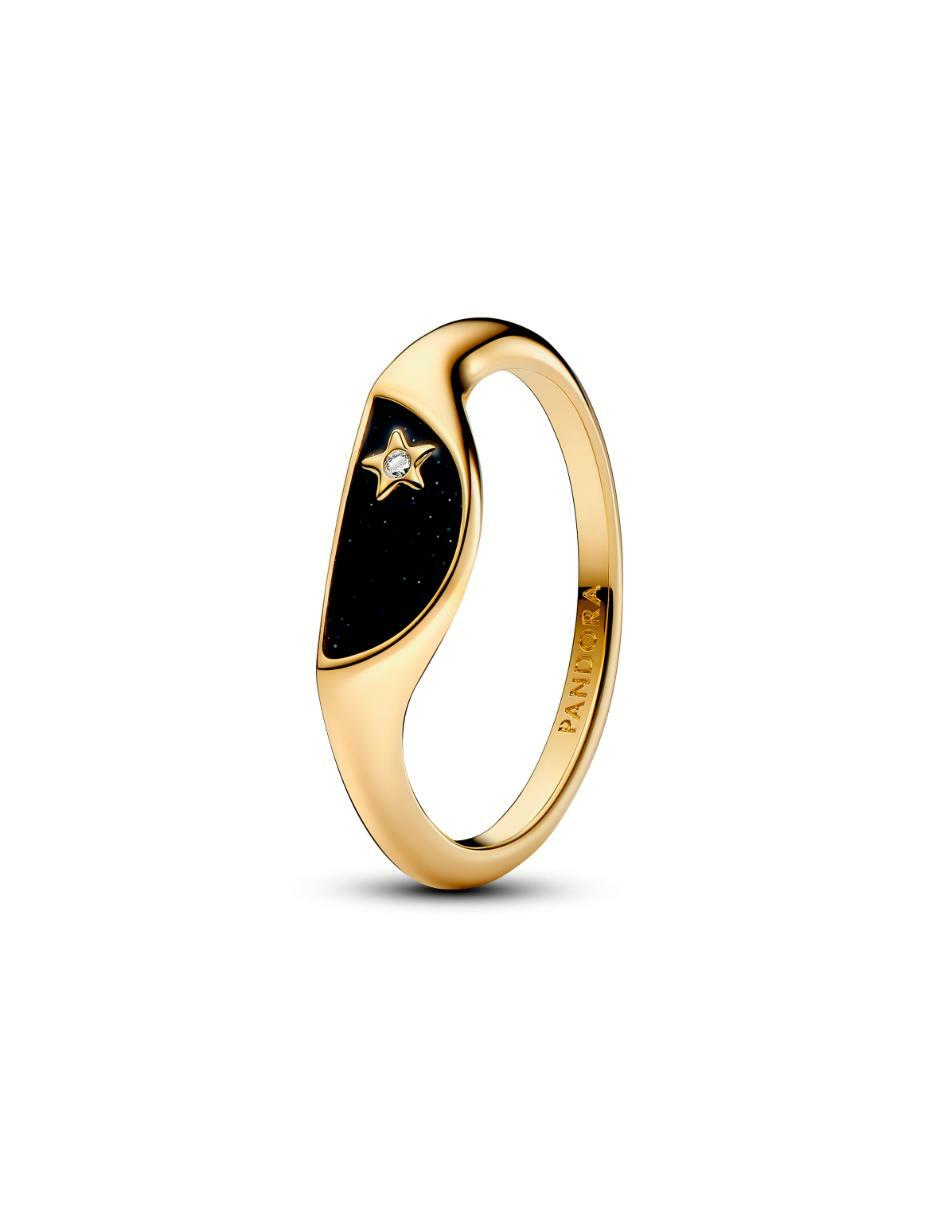 Anillo ME de plata P 925 zirconia cúbica con acabado baño de oro