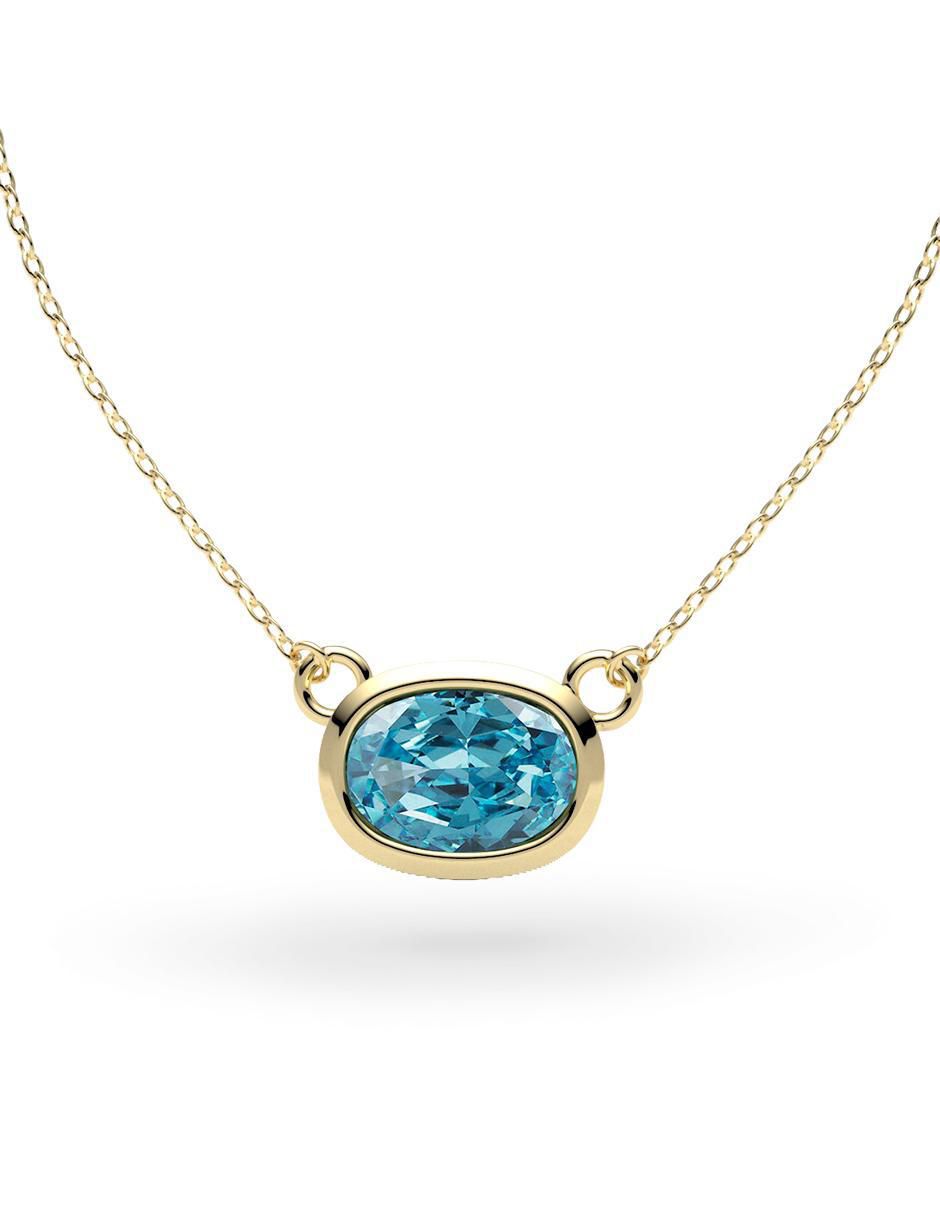 Collar con dije ovalado de oro 14 K