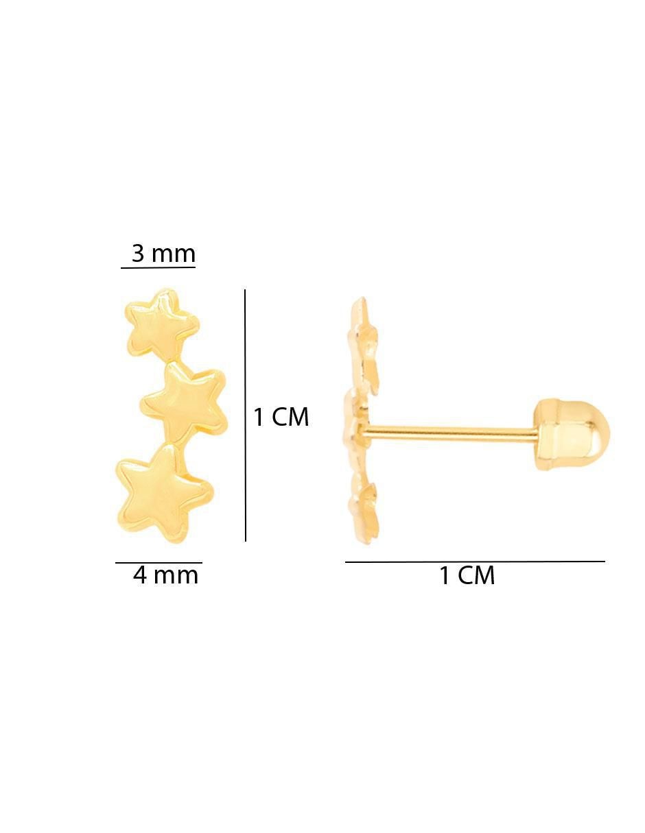 Broqueles de estrella de oro amarillo con acabado brillante 5
