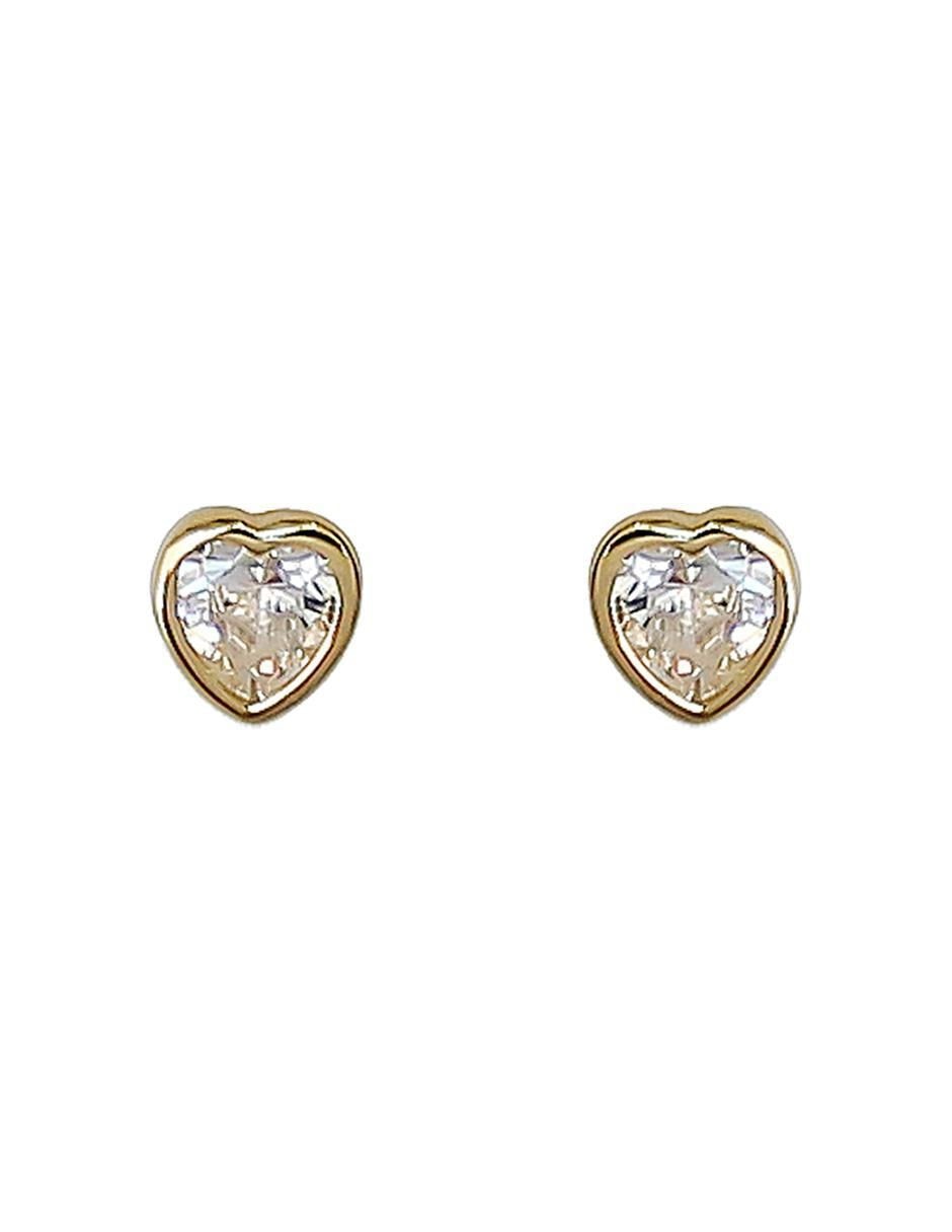 Broqueles de corazón de plata P 925 con acabado chapa de oro circonita Broqueles de corazón de plata P 925 con acabado chapa de oro circonita