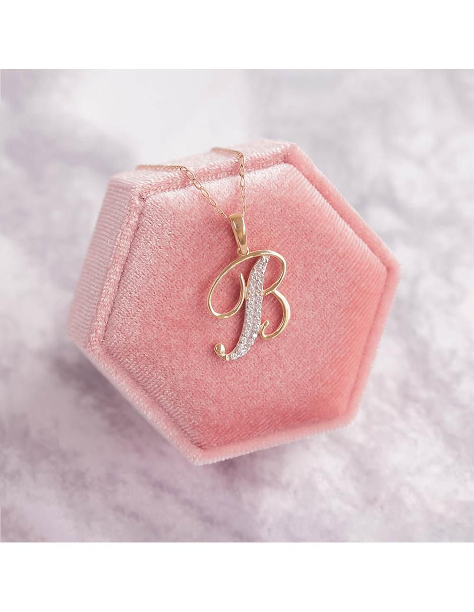 Dije de letra b de oro 10 K zirconia 2