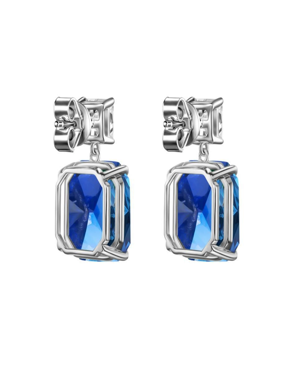 Aretes cuadrados de plata P 925 con acabado plateado zafiro 4