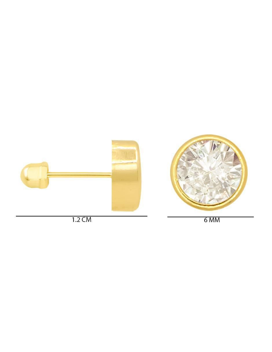 Broqueles circulares de oro con acabado brillante zirconia 3