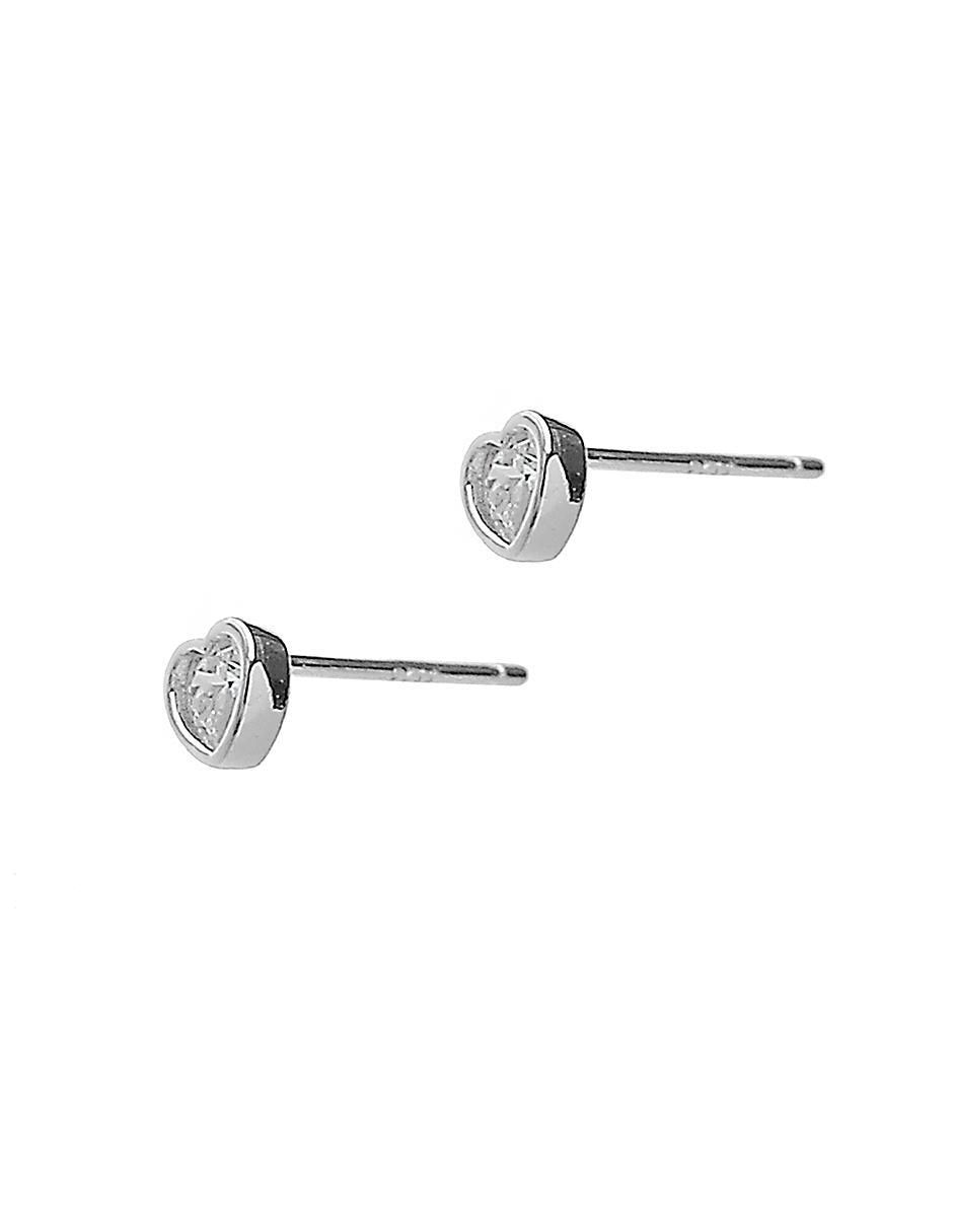 Broqueles de corazón de plata P 925 con acabado baño rodio circonita 2
