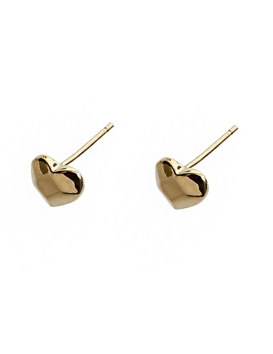 Aretes de corazón de plata P 925 con acabado chapa de oro 2
