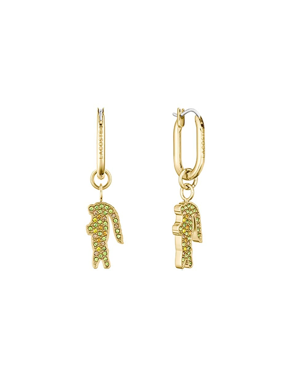 Aretes de aro circulares Cocodrilo Crocodile con acabado brillante