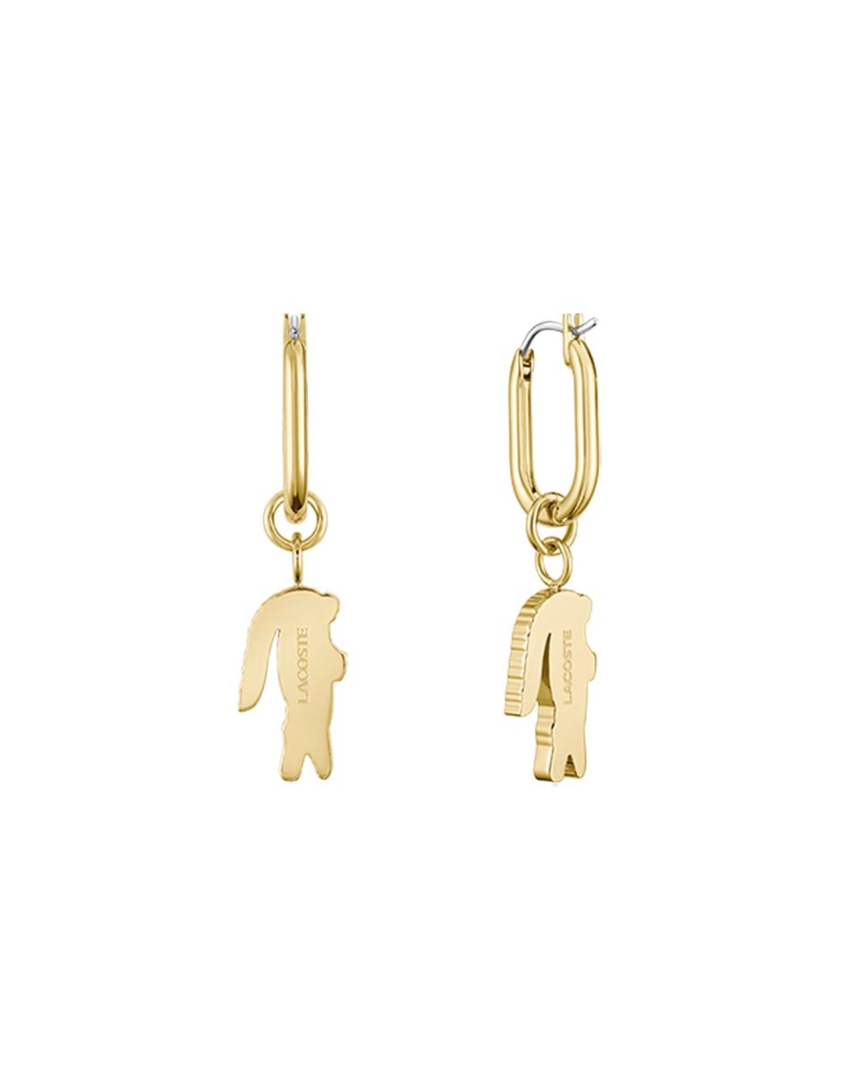Aretes de aro circulares Cocodrilo Crocodile con acabado brillante 2