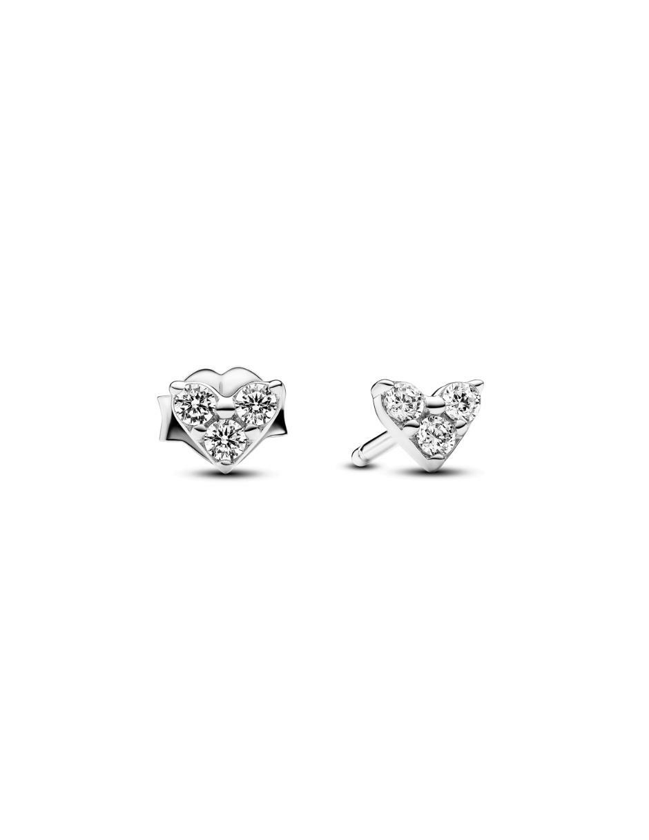 Aretes de corazón Timeless de plata P 925 con acabado brillante circonita