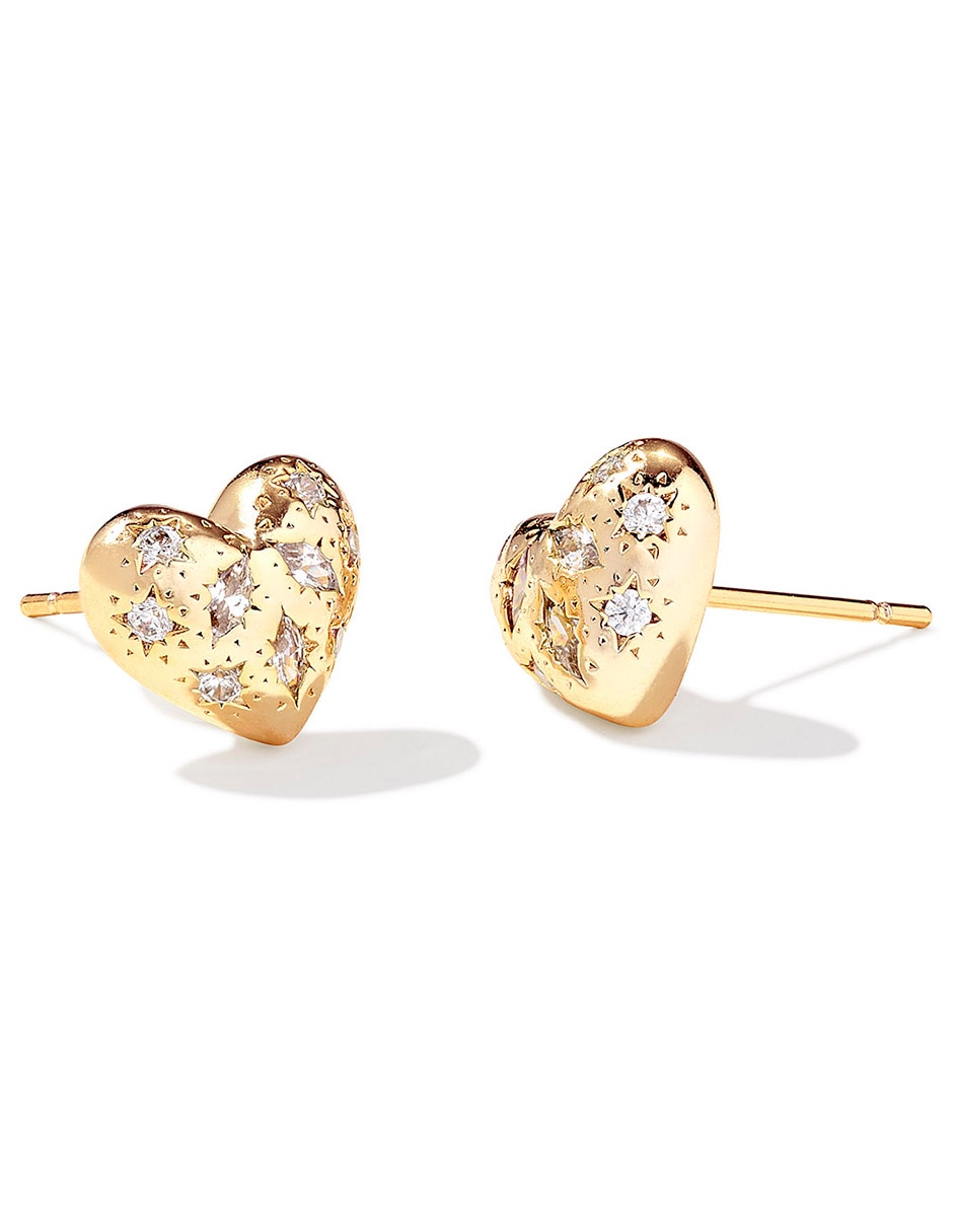 Broqueles de corazón Holland con acabado pavé zirconia cúbica Broqueles de corazón Holland con acabado pavé zirconia cúbica