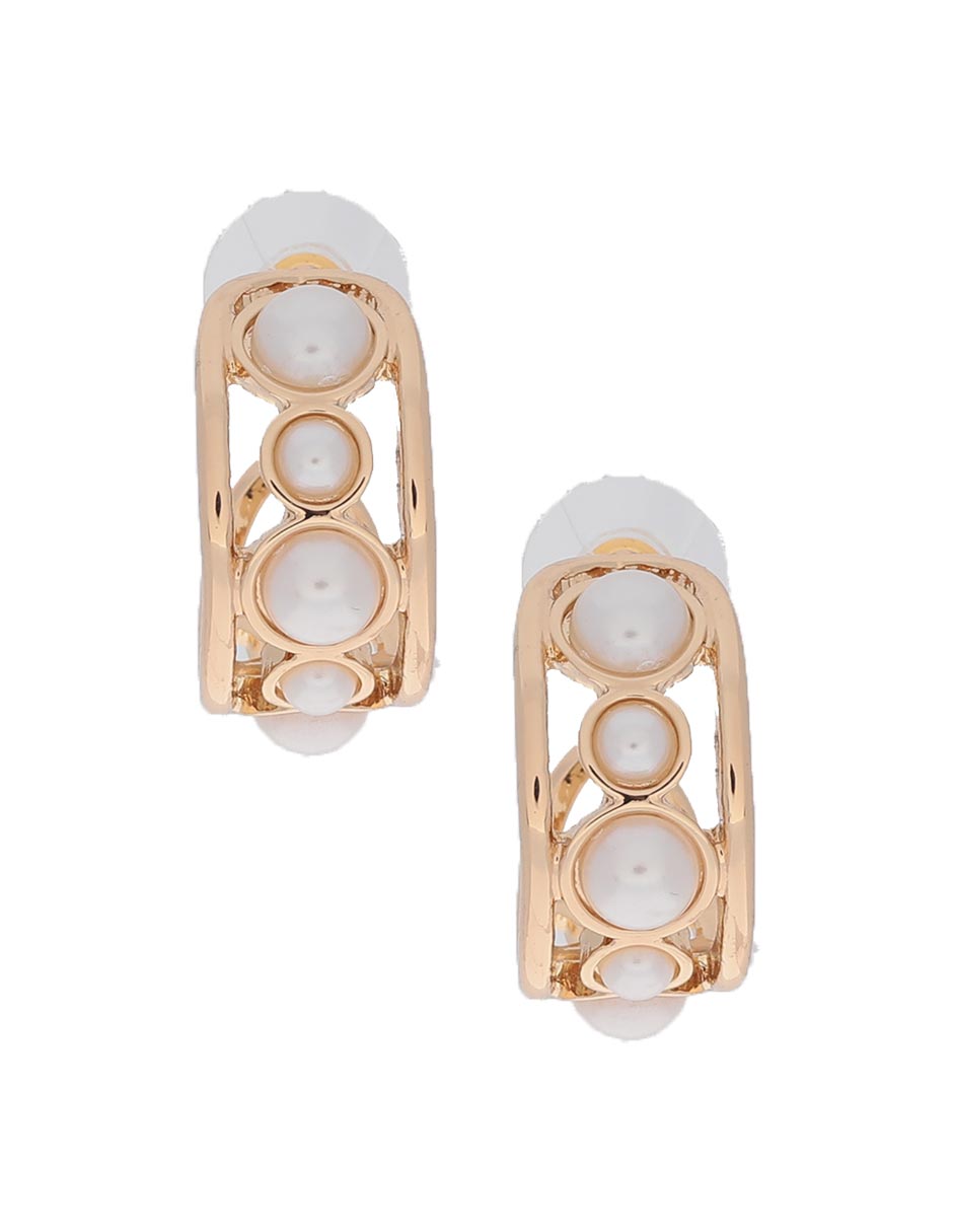 Aretes circulares con acabado brillante imitación perla 1
