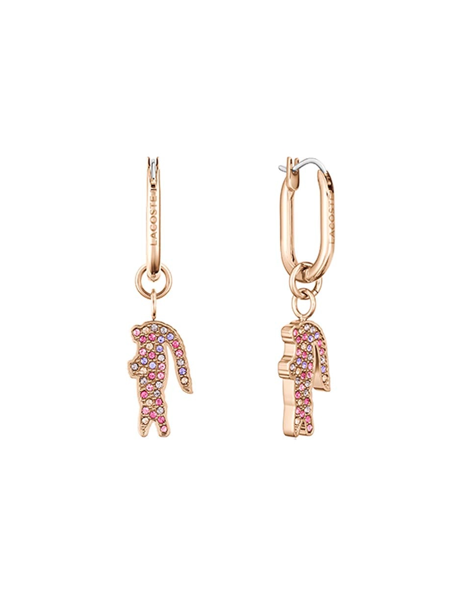 Aretes de aro circulares Cocodrilo Crocodile con acabado brillante