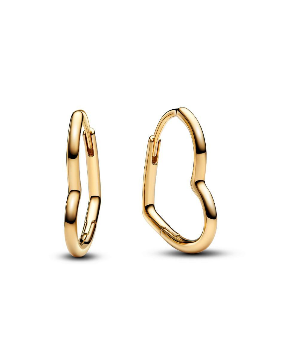 Aretes de aro de corazón Moments de plata P 925 con acabado baño de oro