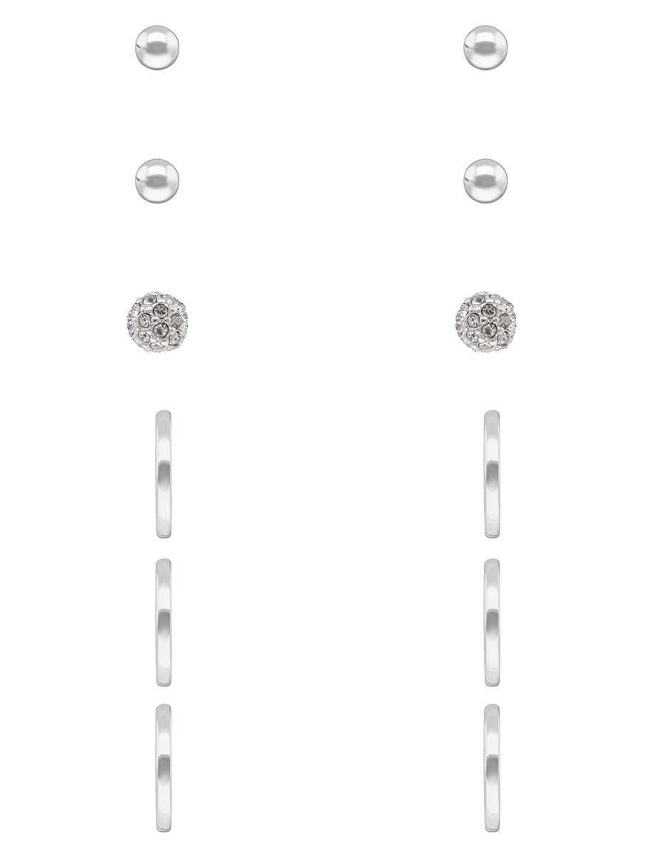Set de aretes Metal Ears con acabado brillante
