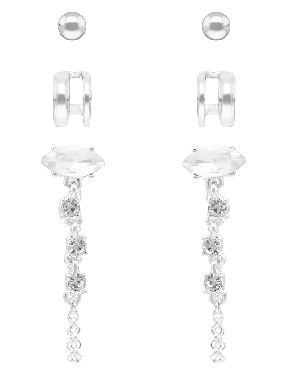 Set de aretes West Metal Ears con acabado brillante